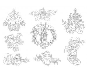 Stickserie - White Christmas Line Art